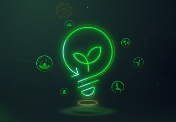 Banner - Icons with light bulb and leaf - Virtual Event ESG by the Numbers