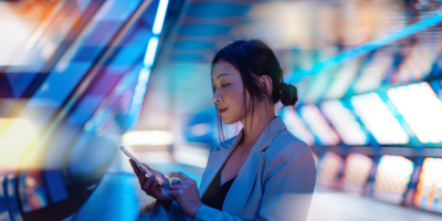 Female person checking her mobile phone.