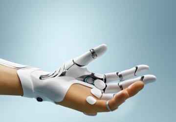 Robotic hand connected with human hand