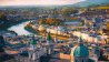 Birds eye view of the city of Salzburg, Austria.