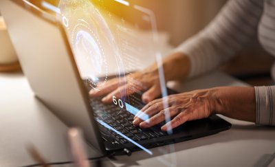 Laptop with digital technology overlay
