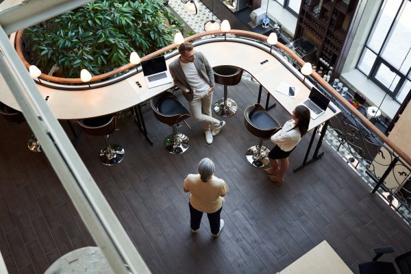 Colleagues meeting the green office