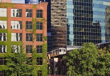 Office buildings along the Chicago river