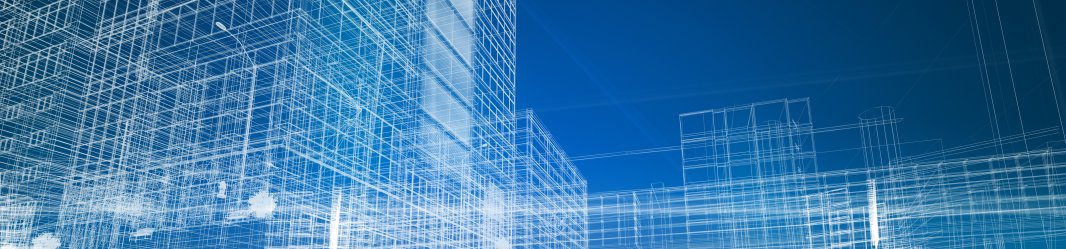 Seethrough 3D view of building with streams of data