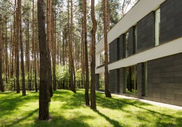 Office building in a forest.