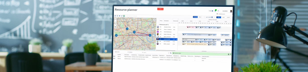 Computer showing a resource planner overview