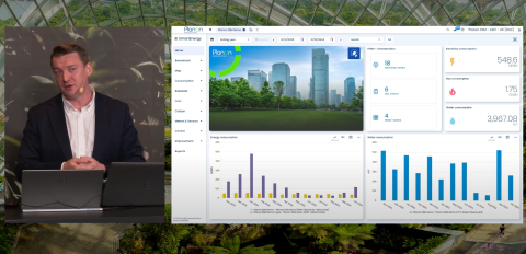 Niklas giving a demo of the Energy and Sustainability Management Solution