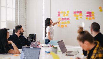 People brainstorming in the office workspace