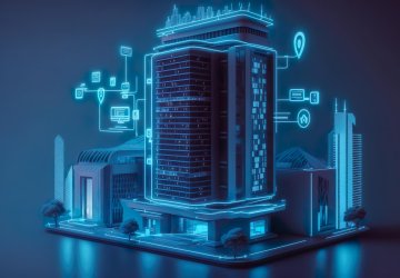 Graphic of futuristic building