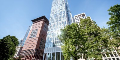 Skyscrapers in Frankfurt, highlighting the city's modern financial district.