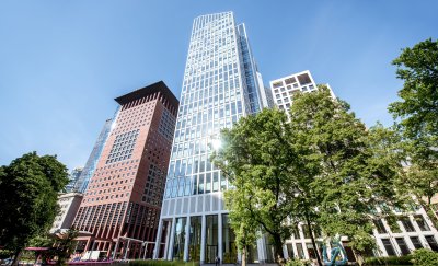Skyscrapers in Frankfurt, highlighting the city's modern financial district.