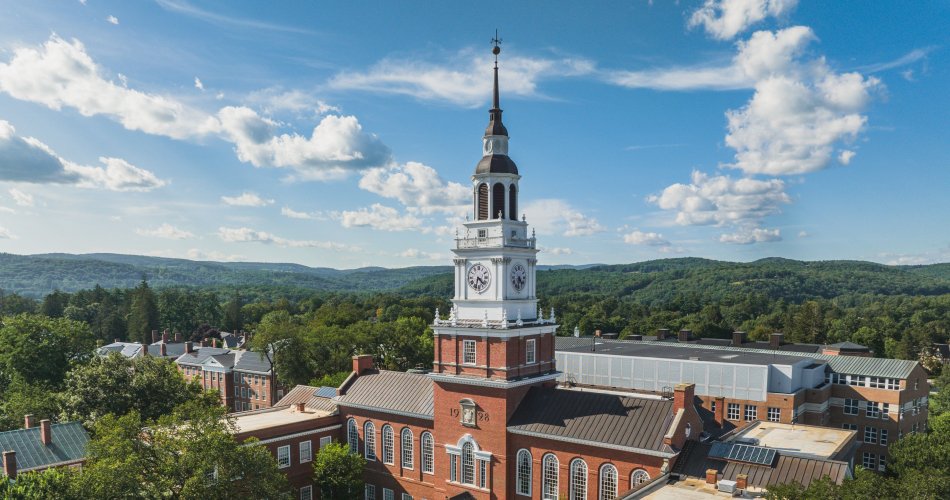 Dartmouth College campus photo taken by a drone.