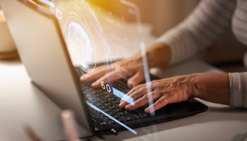 Laptop with digital technology overlay