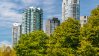 Sustainable real estate management: Office buildings surrounded by trees
