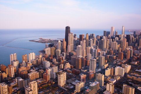 A skyline of Smart Buildings in Chicago downtown