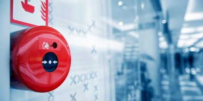 Fire Alarm in building hallway