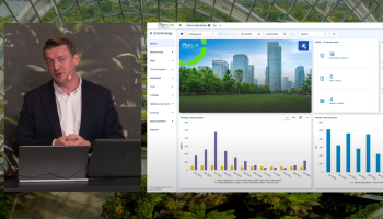 Niklas giving a demo of the Energy and Sustainability Management Solution