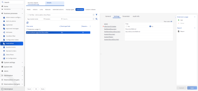 This screenshot shows that Document1 is copied to the Secure document field.