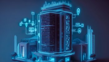 Graphic of futuristic building