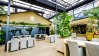 Sustainable greenhouse with meeting room, workspaces and coffee bar,