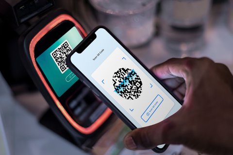 Phone scanning QR code