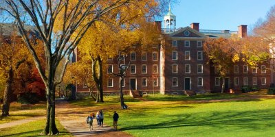 Students walking at the Brown University campus 