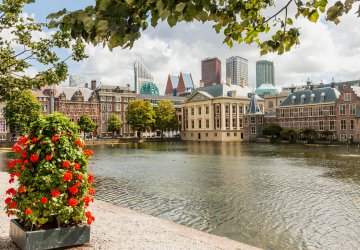 Panoramic view of The Hague city center, showcasing modern architecture in the Netherlands.