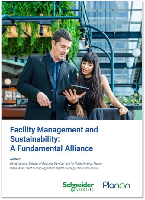 Front page of Planon & Schneider Electric e-book - Facility Management and Sustainability