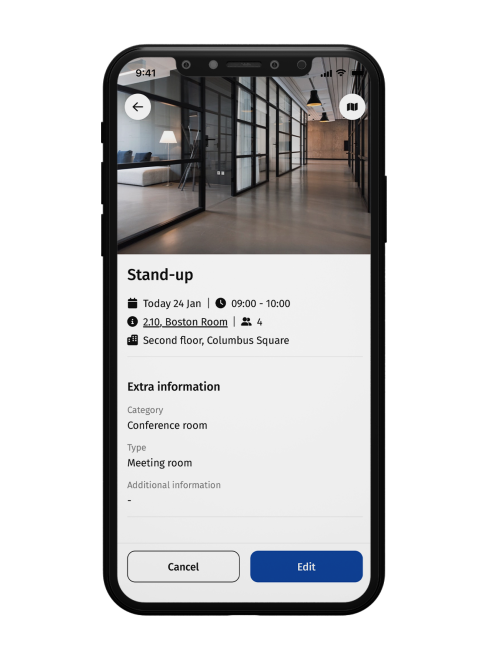 Screenshot of Planon Workplace App - View space information