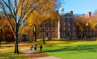 Students walking at the Brown University campus 