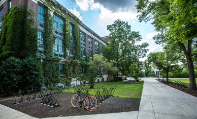 Green university building.