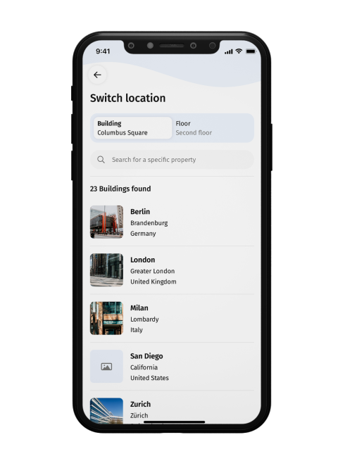 Screenshot of Planon Workplace App - Offer relevant facilities