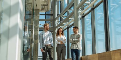 Employees discussing maintenance management