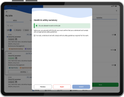 Screenshot of Planon's Health and Safety features within Planon Mobile Field Services.
