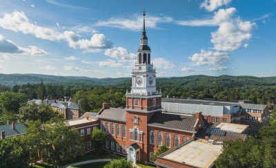 Dartmouth College campus photo taken by a drone.