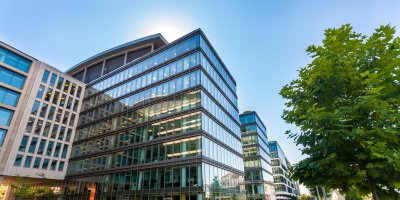 Office buildings managed with integrated sustainability solution.