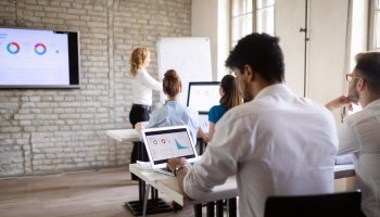 Group of people in a software training