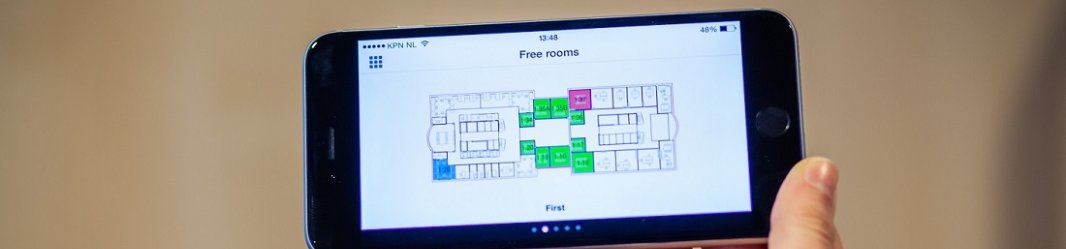 Available free rooms in Planon Live app.