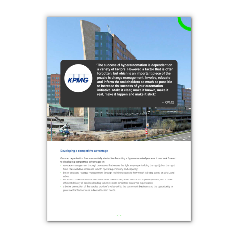 Quote of KPMG in hyperautomation white paper