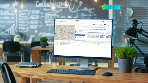 Computer showing a resource planner overview