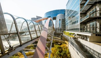 Skyscrapers in the Paris financial district under a clear sky