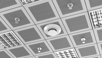 Building ceiling with smoke detector