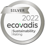 Logo of 2022 ecovadis silver sustainability rating.
