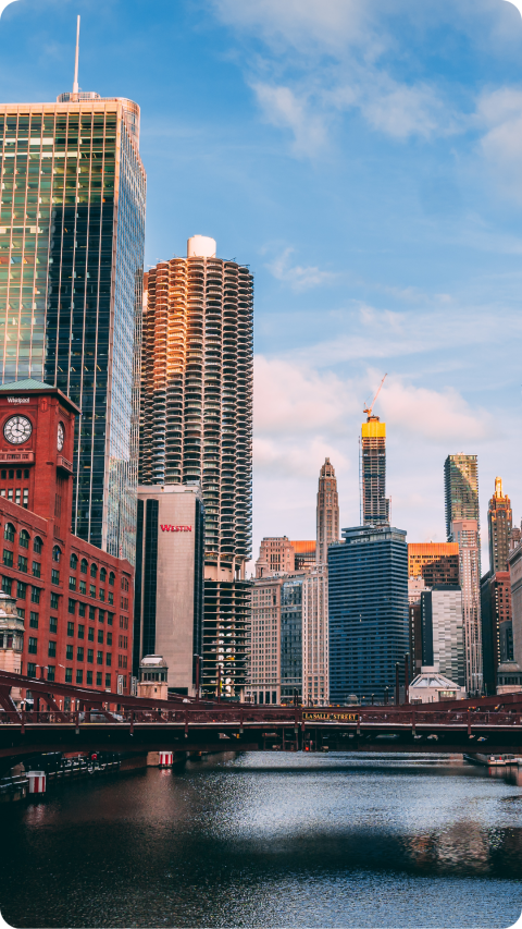 Image of ciity skyline with blue sky