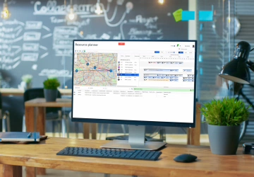 Computer showing a resource planner overview